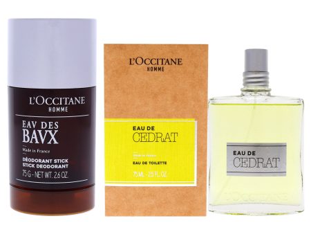 L Occitane Baux Stick Deodorant and Eau de Cedrat Kit by LOccitane for Men - 2 Pc Kit 2.6oz Deodorant Stick, 2.5oz EDT Spray Fashion