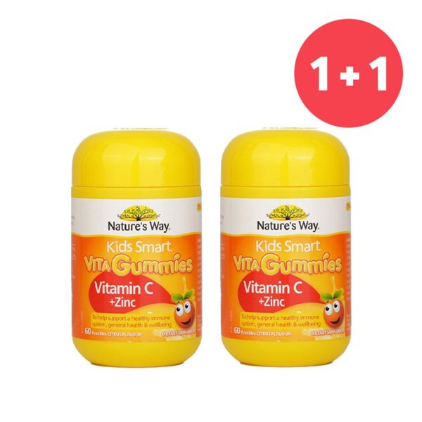 NATURE S WAY ?Buy 1 Get 1?Kids Smart Vita Gummies Vitamin C + Zinc 60 Pastilles (Add ONE to Cart and get TWO)  2pcs Online now