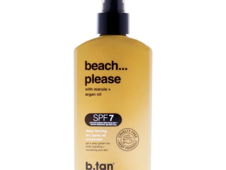 B.Tan Beach Please Deep Tanning Dry Spray Sunscreen Oil SPF 7 by B.Tan for Unisex - 6.7 oz Sunscreen Fashion